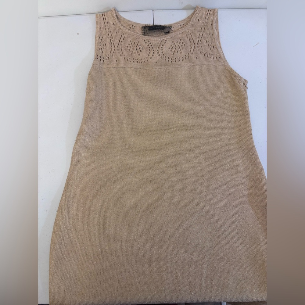 St. John Knit Gold Shimmer Dress Sz 10-0204